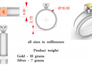 jewellery collapsible ring with stone 3D Print Model