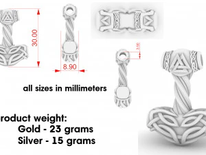 hammer pendant thor 3D Print Model