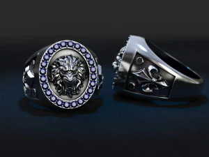 पैटर्न के साथ नर रिंग शेर 3D प्रिंट मॉडल