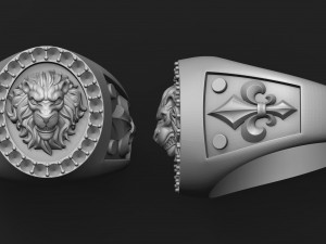 male ring lion with patterns Modello di stampa 3D
