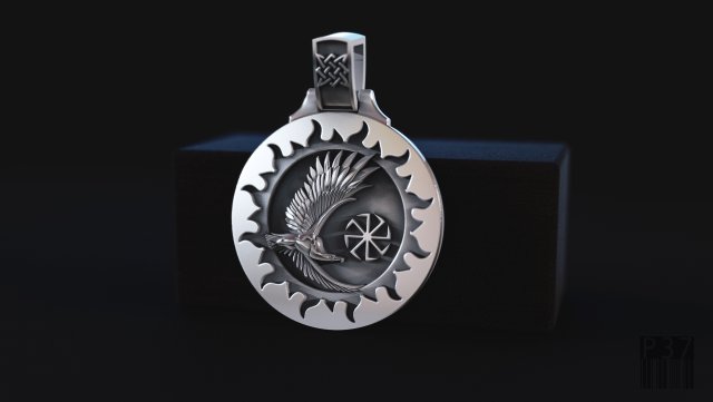 amulet pendant with an eagle 3D-Druckmodell .c4d .max .obj .3ds .fbx .stl .blend 