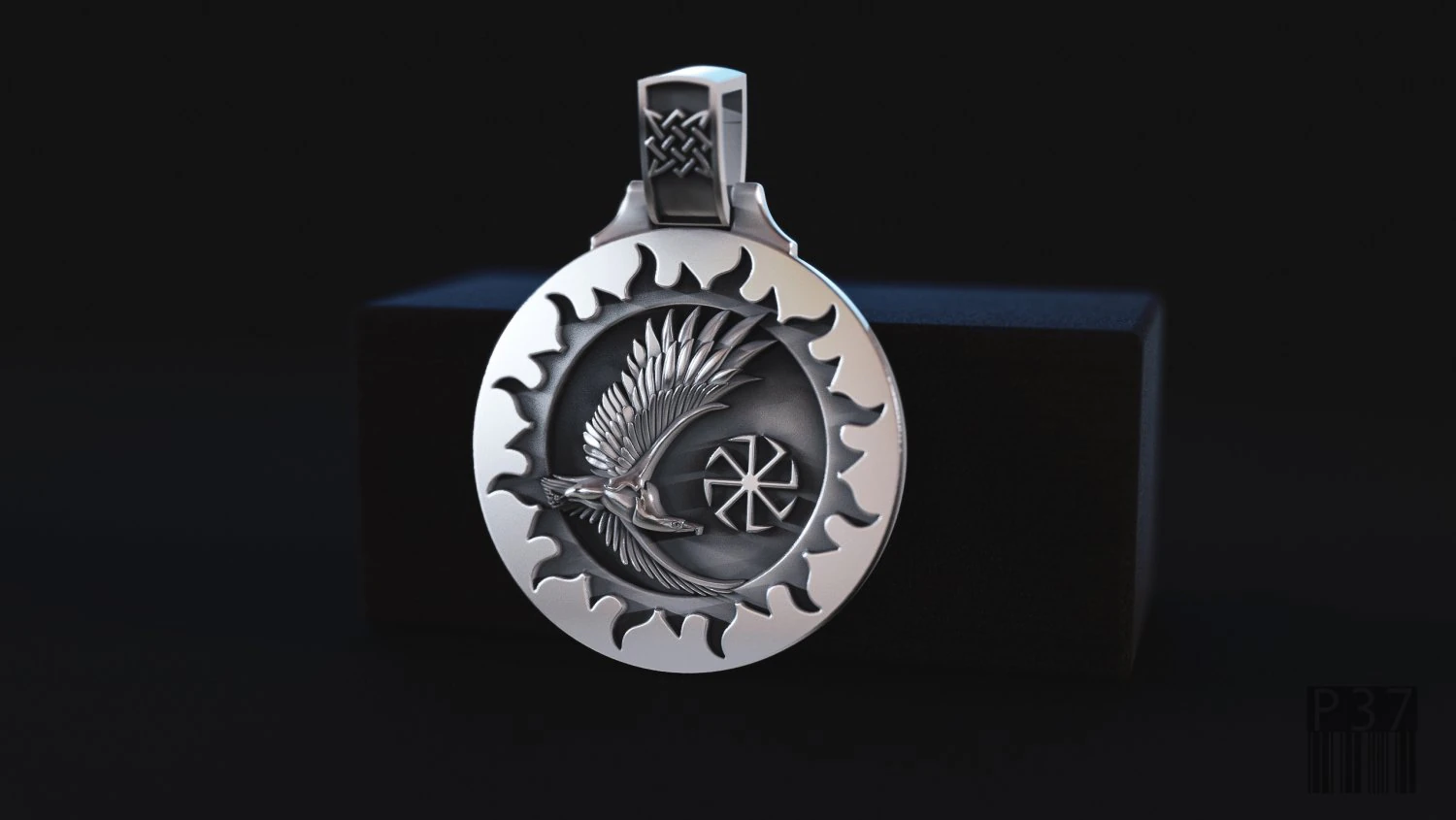 amulet pendant with an eagle 3D Print Model .c4d .max .obj .3ds .fbx .stl .blend 