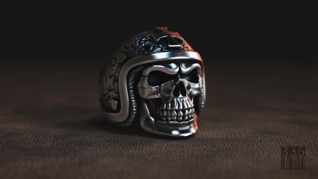 ring skull in a hard hat biker 3D Print Model .c4d .max .obj .3ds .fbx .stl .blend 