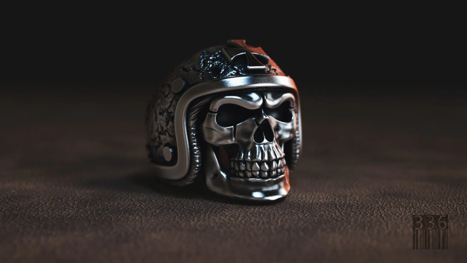 ring skull in a hard hat biker 3D Print Model .c4d .max .obj .3ds .fbx .stl .blend