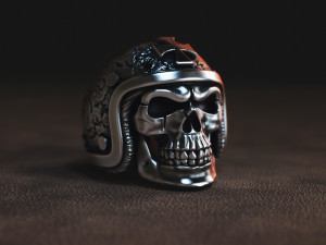 ring skull in a hard hat biker  3D Print Model