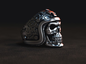 ring skull in a hard hat biker 3D Print Model