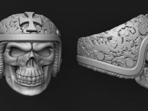 ring skull in a hard hat biker 3D Print Model