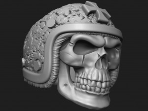 ring skull in a hard hat biker 3D Print Model