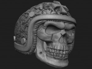 ring skull in a hard hat biker 3D Print Model