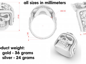 ring skull in a hard hat biker 3D Print Model