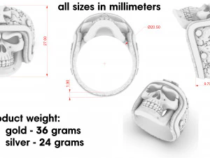 ring skull in a hard hat biker 3D Print Model