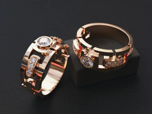 męski pierścionek z brylantem l do nadruku Model do druku 3D