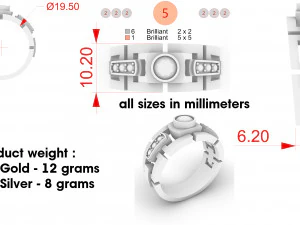 men diamond ring l for printing 3D Print Model