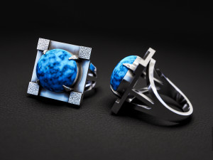 ring with stone for printing and cnc 3D प्रिंट मॉडल