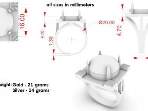 ring with stone for printing and cnc 3D Print Model