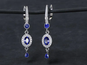 Damenohrringe mit Steinen 3D Druckmodell