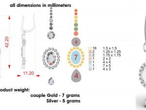 women earrings with stones Modelo de Impressão 3D