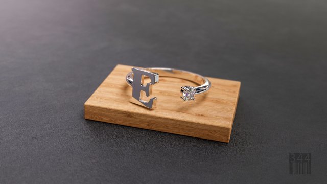 ring with the letter e and a stone 3D Принт Модель .c4d .max .obj .3ds .fbx .stl .blend 
