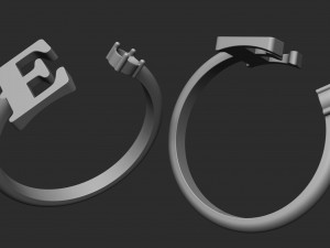 ring with the letter e and a stone 3D Принт Модель