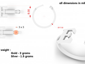 ring with the letter e and a stone 3D Принт Модель