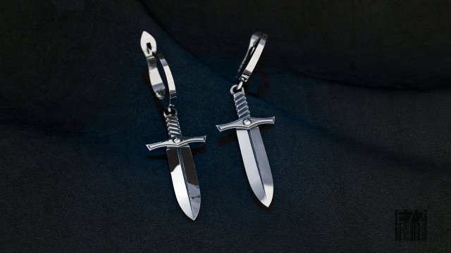sword earrings 3D Baskı Modeli .c4d .max .obj .3ds .fbx .stl .blend 