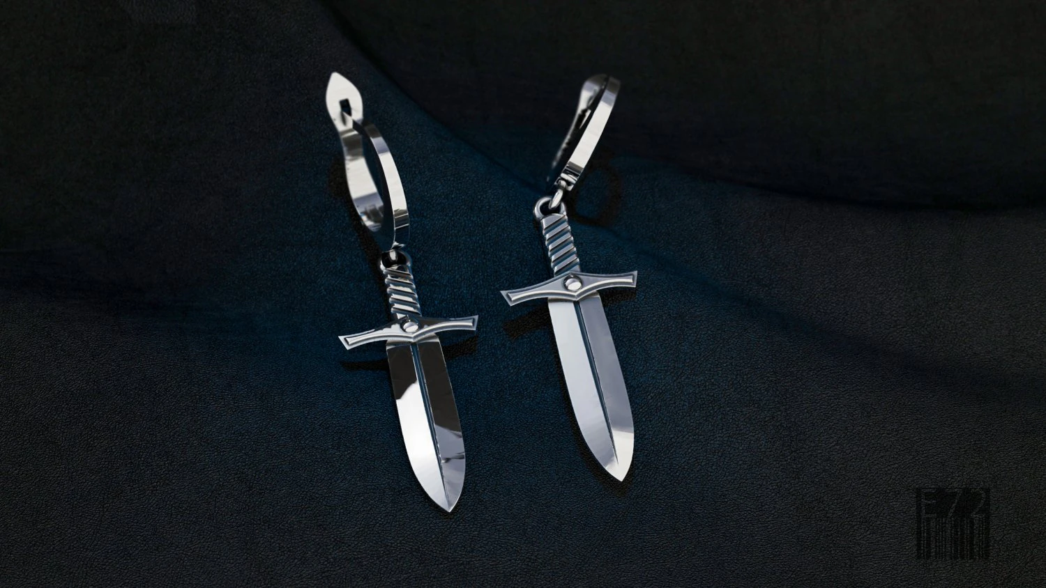 sword earrings 3D Print Model .c4d .max .obj .3ds .fbx .stl .blend 