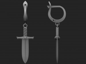 sword earrings 3D Baskı Modeli