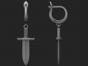 sword earrings 3D Print Model