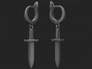 sword earrings 3D Baskı Modeli