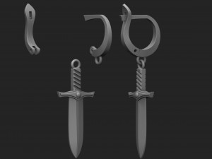 sword earrings 3D Baskı Modeli