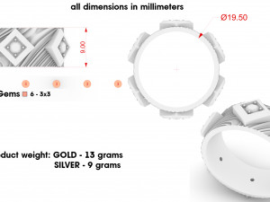 ring with stones 3D प्रिंट मॉडल