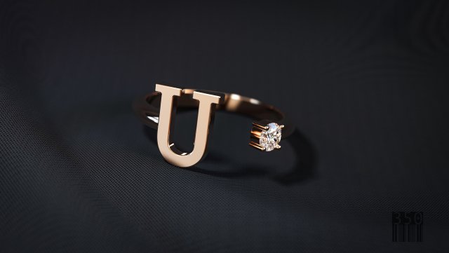 ring with the letter u Modello di stampa 3D .c4d .max .obj .3ds .fbx .stl .blend 