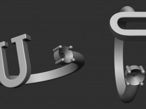 ring with the letter u Modello di stampa 3D