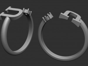 ring with the letter u Modello di stampa 3D