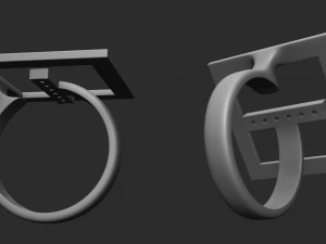 ring square with diamonds 3D Print Model
