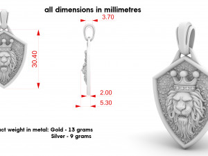 lion king of beasts pendant 3D Принт Модель