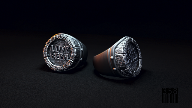 signet ring love beer 3Dプリントモデル .c4d .max .obj .3ds .fbx .stl .blend 