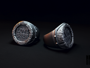 signet ring love beer Modèles 3D en vedette