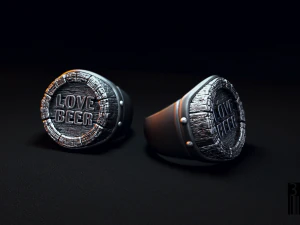 सिग्नेट रिंग बियर से प्यार है 3D प्रिंट मॉडल