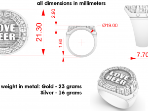 signet ring love beer 3Dプリントモデル