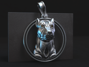 pit bull pendant with stones 3D Print Model