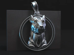 taşlı pit bull kolye 3D Baskı Modeli