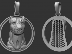 pit bull pendant with stones 3D Baskı Modeli