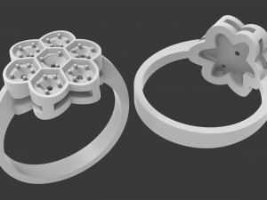 ring with stones in the form of a flower Model Cetak 3D