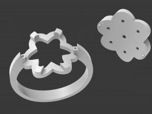 ring with stones in the form of a flower Model Cetak 3D