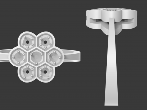 ring with stones in the form of a flower Model Cetak 3D