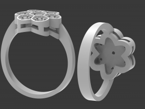 ring with stones in the form of a flower Model Cetak 3D