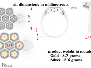 ring with stones in the form of a flower Model Cetak 3D
