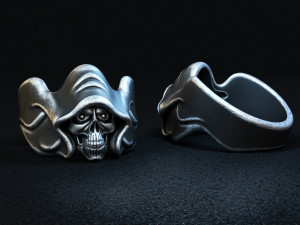 hooded skull ring 3D 프린트 모델