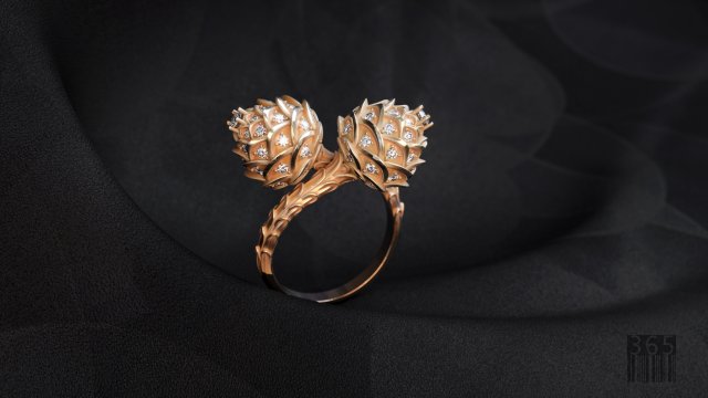 ring with fir cones 3Dプリントモデル .c4d .max .obj .3ds .fbx .stl .blend 